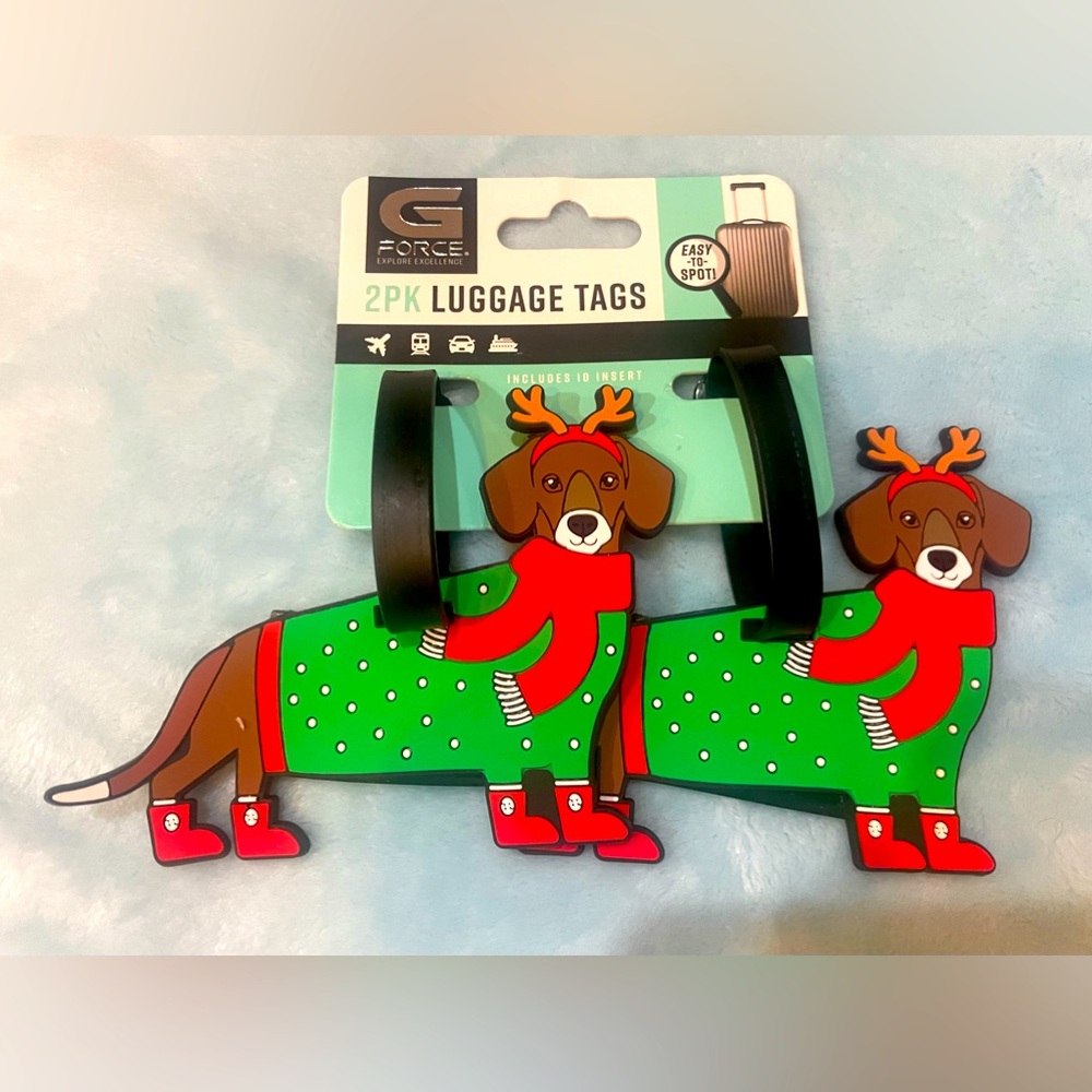 Dachshund Christmas luggage tags Winter design